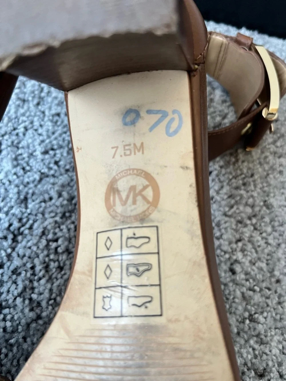 Michael Kors Women's Brown Open Toe Ankle Strappy Block Heel